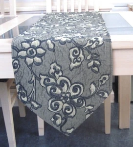 BLACK AND GOLD FLORAL BROCADE DESIGN TABLE RUNNER - Picture 1 of 2
