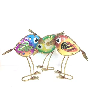 Metal Glass Birds Garden Decorative Indoor Outdoor Colorful Art Lot of 3 - Picture 1 of 17