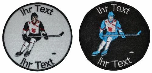 LADREAS Eishockey Aufnäher mit Wunschtext Verein Patch 8cm (422-1)