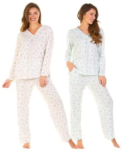 Conjunto de pijama floral de manga larga rico de algodón para damas La Marquise Jersey - Imagen 1 de 9