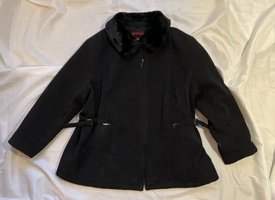 Abrigo/chaqueta Avenue acolchado negro cuello de piel sintética para mujer - talla 26/28 Foto 1 de 4