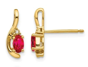 Red Ruby 1/2 Carat (ctw) Earrings in 14K Yellow Gold - Picture 1 of 4
