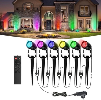 LED RGB Gartenstrahler mit Strom Erdspieß Gartenlampe mit Fernbedienung für Yard - Bild 1 von 4