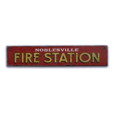 Fire Station Sign, Fire Station Decor -Distressed Wooden Sign - Image 1 of 2