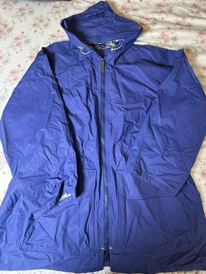 Abrigo chaqueta de lluvia vintage Totes para mujer azul forrado floral con capucha talla grande” Foto 1 de 4