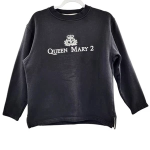 Queen Mary 2 Cunard Black & White Embroidered Logo and Script Crewneck Women’s S - Picture 1 of 7