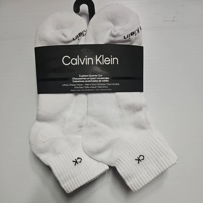 Calvin Klein Men's 3-Pair Pack White Cushion Logo Quarter Socks Shoe 7-12 - Image 1 of 3
