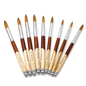 #8-24 Wood Handle Nail Kolinsky+Nylon Mix Nail Brushes Nail Art Drawing Polish - Picture 1 of 32
