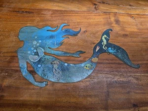 Schwimmende Meerjungfrau - Metall Wandkunst - türkis verdorben 17x10 Zoll  - Bild 1 von 3