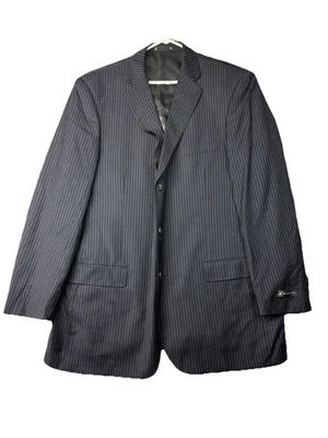 Abrigo deportivo Bachrach para hombre 48L azul lana a rayas 3 botones chaqueta blazer usado en excelente estado Foto 1 de 4