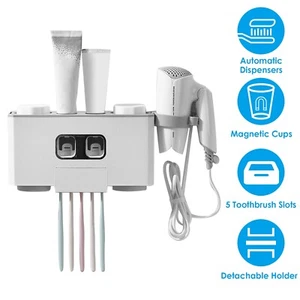 Wall Mount Toothbrush Holder Rack Organizer Bathroom Shelf Rack Brush Wihte Tray - Picture 1 of 12