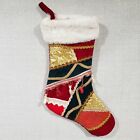 Velvet Christmas Stocking Filigree Trims Tassels Mesh Accents Embellishments 19"