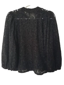 Free People Black Floral Lace Long Sleeve Blouse Sz M Mock Neck Retail $70 NWT - Picture 1 of 12