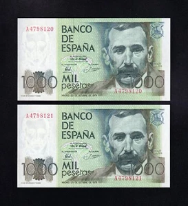 F.C. PAREJA CORRELATIVA 1000 PESETAS 1979 , SERIE A , S/C- . - Bild 1 von 2