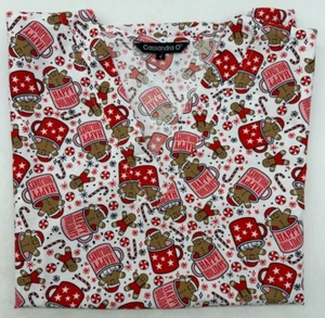Cassandra O Happy Holiday Gingerbread Man Scrub Top Women's Size S, M ,L , or 2X - Picture 1 of 9