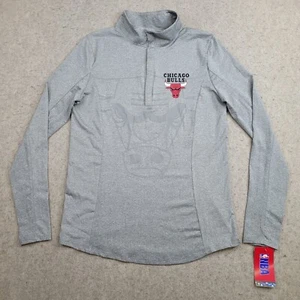 Chicago Bulls Womens Small Gray 1/4 Snap Pullover NBA Sweater Mock Neck NEW - Picture 1 of 10