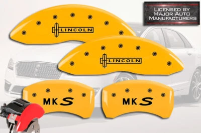 2013-2016 "Lincoln MKS" Front + Rear Yellow MGP Brake Disc Caliper Covers 4p Set - Imagem 1 de 4