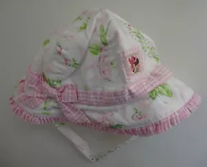 Vintage Disney Store Minnie Mouse Floral Baby Sun Hat 12-18 Months - Picture 1 of 2