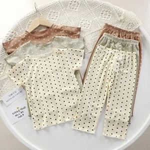 Baby Girl Summer Set Ice Silk Polka Dot Pajama - Picture 1 of 7