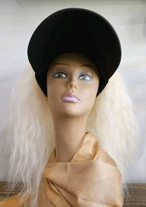 Wig In Sunvisor Open Top Ponytail Long Blonde Synthetic Hair Black Cap Wig 23" - Picture 1 of 12