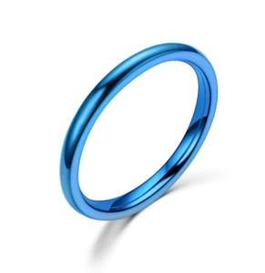 2mm Gold Plated Stainless Steel Stackable Ring Wedding Band Women Girl size 3-13 - Picture 1 of 14