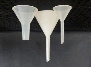 (3) Laboratory Polypropylene 35mm, 75mm Analytical Funnel and 50mm Powder Funnel - Picture 1 of 5