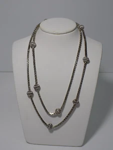 Feine Edle Damen Halskette Collier FBM 835 Silber Designschmuck Lang 89,5 cm - Picture 1 of 11