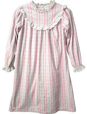 Lanz of Salzburg Flannel Nightie 6 6X Girl Night Gown Pajama Lace Pink Christmas - Image 1 of 4