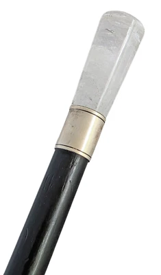 Bengala vintage inglesa prata esterlina/cristal/madeira 37" - Imagem 1 de 4