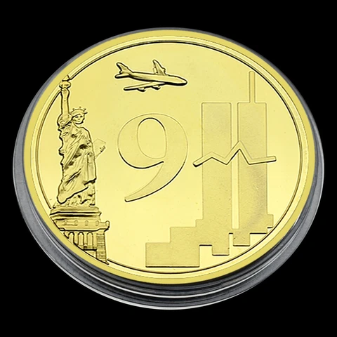The 911 Incident / Statue of Liberty / Airplane Gold Plated Coin - 1 oz Medal Cover