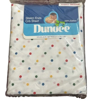 Sábana Cuna Vintage Dundee Blanca Lunares Arco Iris Algodón LIGERAMENTE IRREGULAR Nueva Foto 1 de 2