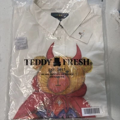 Camisa de vestir Teddy Fresh Demons Have Feelings Too blanca con botones talla 2XL NUEVA CON ETIQUETAS Foto 1 de 4