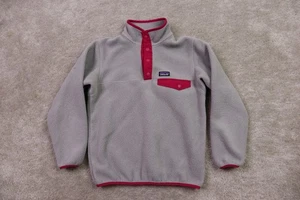 Patagonia Sweater Girls Medium 10 Regular Synchilla Snap T Gray Fleece Pullover - Picture 1 of 14