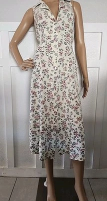 复古 90 年代 All That Jazz 无袖连衣裙尺寸? 花卉印花二手 — 第 1/4 张图片