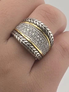 DSMK TWO TONES STERLING SILVER 925 CZ WHITE RING SIZE 10 - Picture 1 of 17