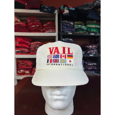 Sombrero Vintage Vail Internacional Blanco Roper Bandera Bordado Imperial Prendas para la cabeza años 90 Foto 1 de 4