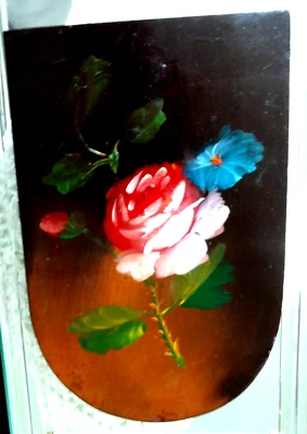 Llavero colgante de pared de madera vintage pintado a mano floral interior lacado negro Foto 1 de 4