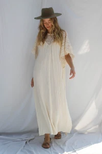 Neu mit Etikett $ 245,00 Jen's Pirate Booty Gaze Mission Kaftan Maxikleid Einheitsgröße natürlich - Bild 1 von 5