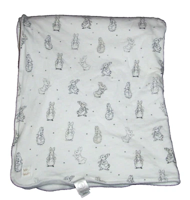 Pottery Barn Kids Peter Rabbit 传家龙婴儿毯白色灰色黑色星星 2021 — 第 1/3 张图片
