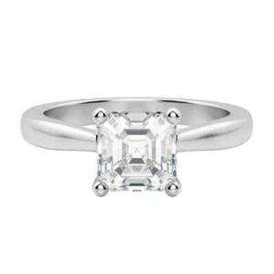 14K White Gold Engagement Ring 2.00 Carat Asscher Cut Lab Grown Diamond - Picture 1 of 6