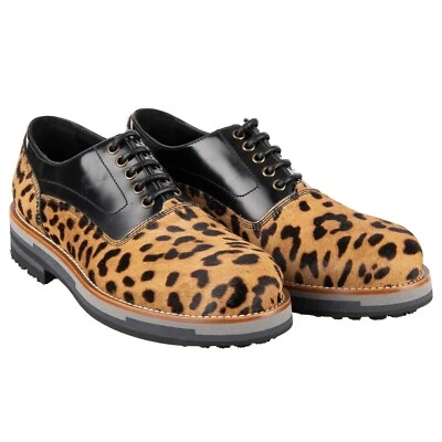 Zapatos de cuero de piel estable con estampado de leopardo DOLCE & GABBANA BAGHERIA marrón negro Foto 1 de 4