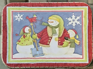 Hombres de nieve decorativos de lata vintage 4x3" Debbie Mumm - Imagen 1 de 4