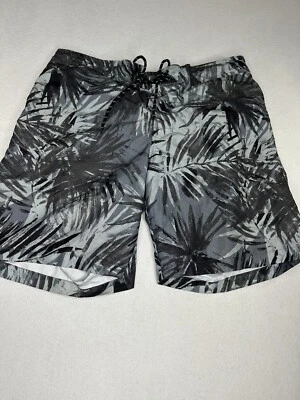 St Johns Bay Swimwear Mens Bottoms Size XL Knee Height Gray/Blue Floral Print - Image 1 of 4