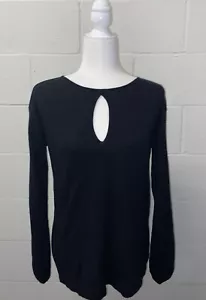 Suéter Cápsula 121 XS S Pullover Negro Ojo de Cerradura Frontal Algodón Cachemira Nuevo - Imagen 1 de 10
