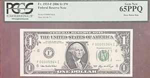 2006 $1 FRN 4 Digit Low Serial Number (5964) Boca Raton Run | PCGS65 GEM NEW PPQ - Picture 1 of 3