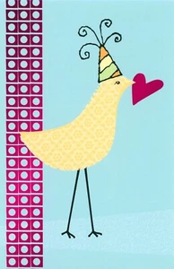 Süße GEBURTSTAG LIEBE Karte, Party Hut Vogel mit Herz von American Greetings +✉ - Bild 1 von 5
