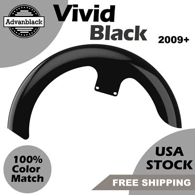 Guardabarros delantero Advan Vivid Black 21" Reveal Wrapper Hugger para 09+ Harley Davidson Foto 1 de 4