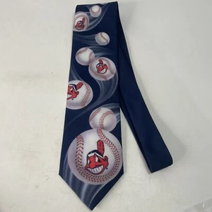 Vintage Cleveland Indians Guardian Men's Silk Neck Tie Chief Wahoo USA 3.5 x 57" - Picture 1 of 7