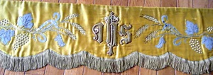 Antique Antependium IHS religious altar church liturgical gold gild embr/ry 9ft - Picture 1 of 21