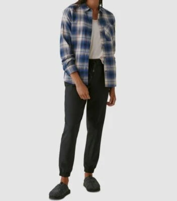 Camisa Top $49 Bass Outdoor Para Mujer Azul A Cuadros Elastizada Franela Abotonada Talla S Foto 1 de 2